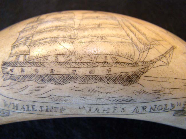 A late 19th or early 20th century Whale's tooth with whaling scene — image 5